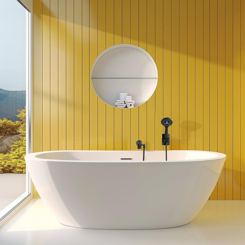 PROOX All Metal Tub Spout with Diverter Matte Black, 6 Settings Hand held Shower with ON/Off Pause Switch, Bathtub Faucet with Sprayer - Image 2